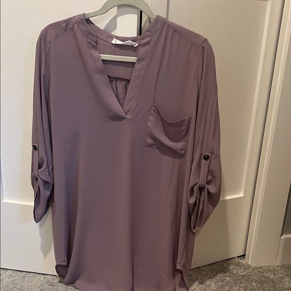 Nordstrom Dusty Purple V-Neck Blouse